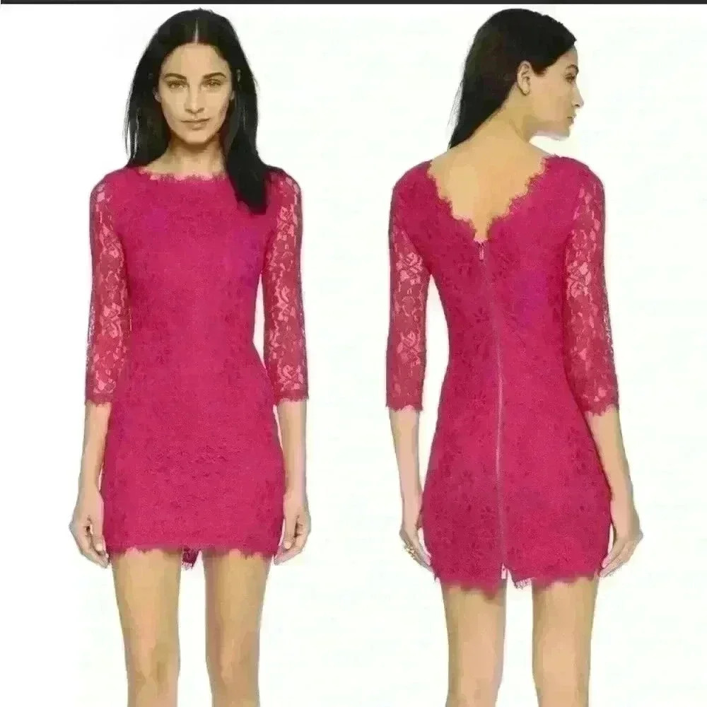 Diane Von Furstenberg Zarita Dress Hot Orchid Size 2